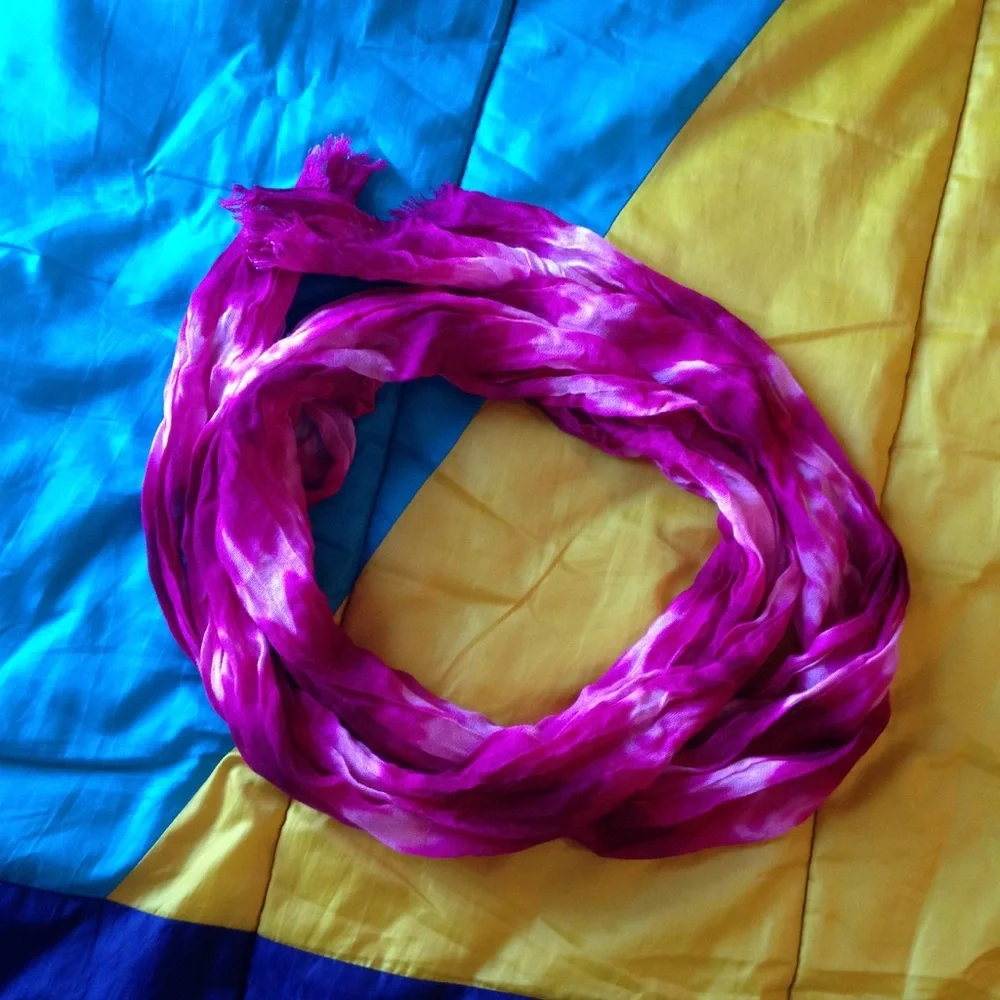 Hot Pink Tie-Dye Rectangle Scarf